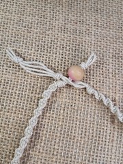 New Natural Hemp Necklace W/ Heart Charm and Pink Beads 19 – 20 in Twist Macrame