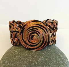 Greek Double Loop Copper Wire Bracelet Black and Orange