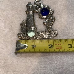 Nautical Lighthouse Pendant With Glass Balls Or Marbles, Pewter Metal