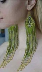 Tribal Earrings Native Large Boho American Seed Beads Handmade Earring