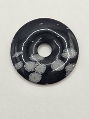 Two Stone Donut Pendants Snowflake Obsidian and Jasper