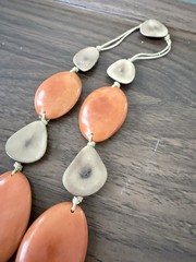 Tagua nut Necklace, Orange, Boutique Artisanal Handmade in Ecuador