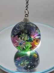 Handmade UV Resin 30mm Pendant Midnight Garden Spider Glow-in-the-dark Feature