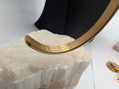 Sergio Lub Peace Frieden Shalom Engraved Brass Cuff Bracelet Handmade USA