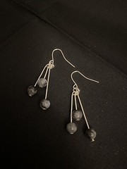 Handmade Earring 6 mm Black Labradorite Drop/Dangle