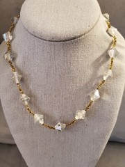 Handmade Clear Bicone Glass Beaded Arty Necklace