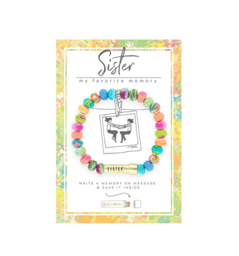 NEW JILZARA Clay Beads SISTER MESSAGE BOX MULTI COLOR BEAD Petite Bracelet