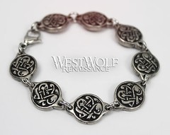 Viking Segmented Knotwork Disc Bracelet — Norse/Norway/Medieval/Silver/Celtic