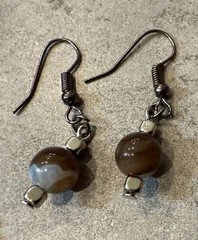 NEW Handcrafted OVAL AGATE Gemstone Pendant 24″ Necklace Gemstone Earrings Set