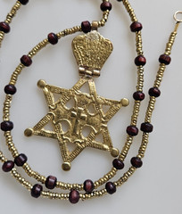 Ethiopian Star of David pendant Necklace beaded hand crafted necklace