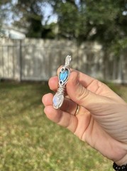 Moonstone and Labradorite Wire Wrapped Pendant