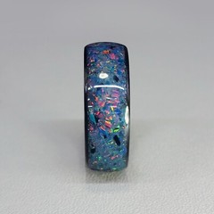 Carbon Fiber Ring with Space Titanium Opal inlay- Sizes 4-16- Custom Band Widths