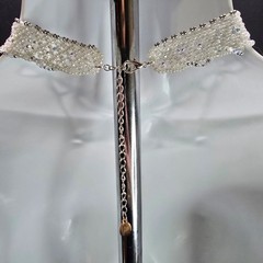 Handmade 925 Sterling Silver Crystal Inspired Glass Necklace Earring Set White