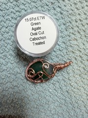 Green Agate Pendant 15.07 Etw Gem Stone Quality Very Good Wrapped In Copper