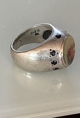 YAM 14k Yellow Gold and Sterling Silver Dark Sapphire Ring 6.5 Modernist 13.7 G