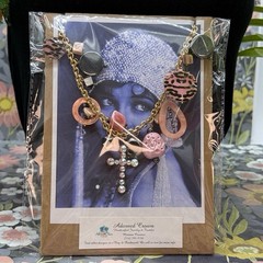 Adorned Crown Jewelry assemblage pink rhinestone cross charm necklace