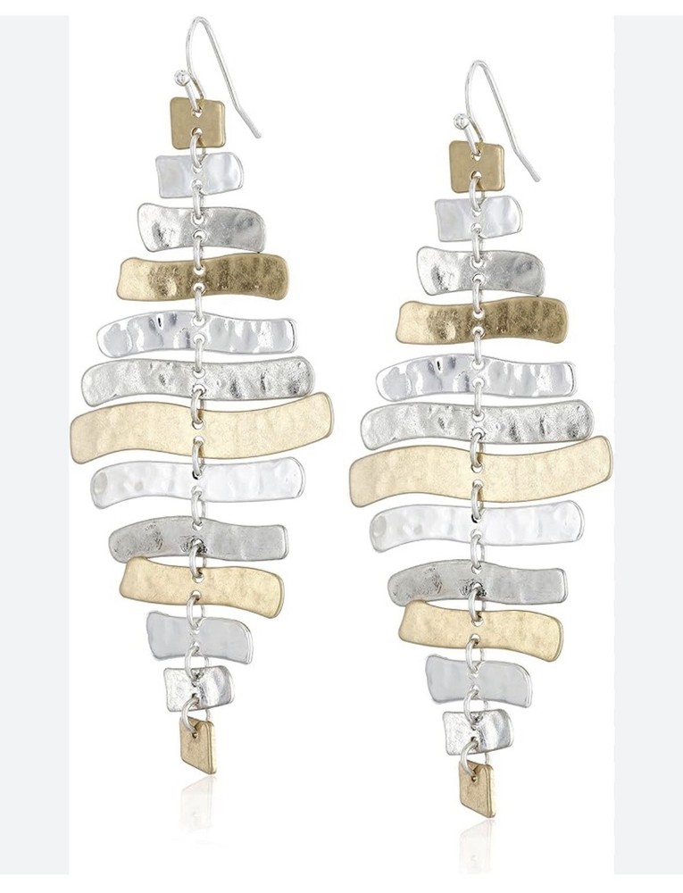 Robert Lee Morris, Two Tone Silver Gold, Dangle Chandelier Earrings, Cascade