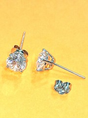 DESN Diamond 6mm Earrings Bridal Gift Solitaire 18k Solid White Gold Stud 2ct