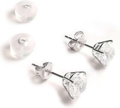 18k white Gold Stud Earrings 2 carat Diamond Earrings Handmade Fine Jewelry gift