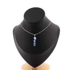 Brazilian Aquamarine 3 Pearl Necklace Stainless Steel Chain Women’s Necklace