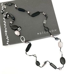 SILPADA Sterling Silver DOWNTOWN Multi Gemstone Beaded Necklace~#N1796~RETIRED!