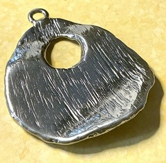 Vintage Talisman Inspired Brutalist Hammered 2-Tone Metal Abstract Pendant 1980s