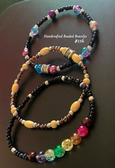 Handcrafted Handmade Multicolor Glass Beaded Bracelet, Round Beads, Unisex #116