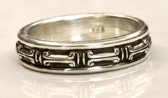 Greek Pillars Patterns Band Ring 999.Pure Fine Silver Bold, Pillars Design