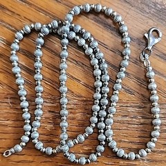 Vintage Italian Silpada Sterling Silver & Brass Fluted Beaded Necklace 24 Inches