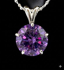 5 Ct Certified Purple Diamond Solitaire Pendant-925 Sterling Silver.Tariffs free