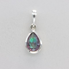 Faceted Pear MYSTIC TOPAZ Teardrop Pendant – 925 STERLING SILVER Rainbow #4-Me