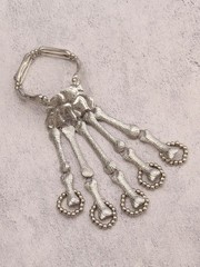 Bjesinmo Halloween Wristband Skull Fingers Metal Skeleton Hand Medium, Silver
