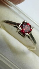 LOVELY UNTREATED NATURAL GARNET IN STERLING SILVER RING SIZE 9.25-9.5!