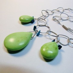 Artisan OOAK SOLID STERLING SILVER Green Turquoise Stone Pendant Necklace