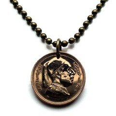 1952 Libya 1 Millieme coin pendant Libyan crown king Idris I Senussi Sufi 003869