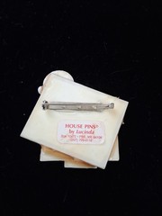 Vintage House Pins by Lucinda 3 Houses & A Cloud, Green, Brown & Peach Colors