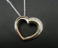 BGE Necklace Silver heart Mother Child Hand Poem Gold Vermeil accents Sterling