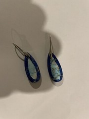 Vintage Natural Blue Sea Sediment Jasper Stone Silve Earrings Women Reiki Gift