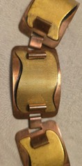 Renoir ? Clasp Bracelet 3- Copper Rectangles w/ Mesh Brass Hand Crafted 7″x 1¼»