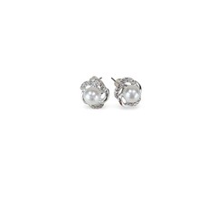Pearl Stud Earrings, Crystal Pearl Earrings, Pearl Crystal Studs