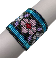 Handcrafted Floral Beaded Bracelet Magnetic clasp Multicolor Glass Beads