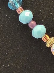 Sea Sediment Jasper Necklace Crystal Glass Beaded Bohemian Matinee 22″ Purple