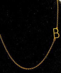 925 Sterling Silver Vermeil Yellow Gold Over Initial B Necklace Jewelry 16.25″