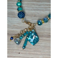 Turquoise Swarovski Beaded Charm Bracelet