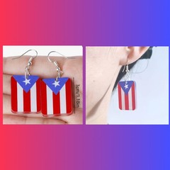 Puerto Rico Flag Acrylic Dangle Earrings Light On Earrings ❤️🇵🇷