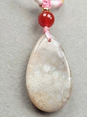 Ocean’s Bloom: 35mm Natural Coral Jade Pendant | Fossilized Floral Radiance