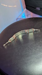 Silver Beaded Stone Bracelet Turquoise Coral for Unisex Adults Silver Plated 7″