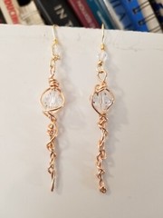 Wand Bronze Earrings 10mm Clear Preciosa bicones Fantasy Story Leverback
