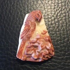 Unique Unwrapped Red Malachite Parrot Carved Pendant From CC Jewelry – CCJU102
