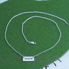 18″, sterling silver necklace, 925 circle chain tag pendant embossed 11.22.03